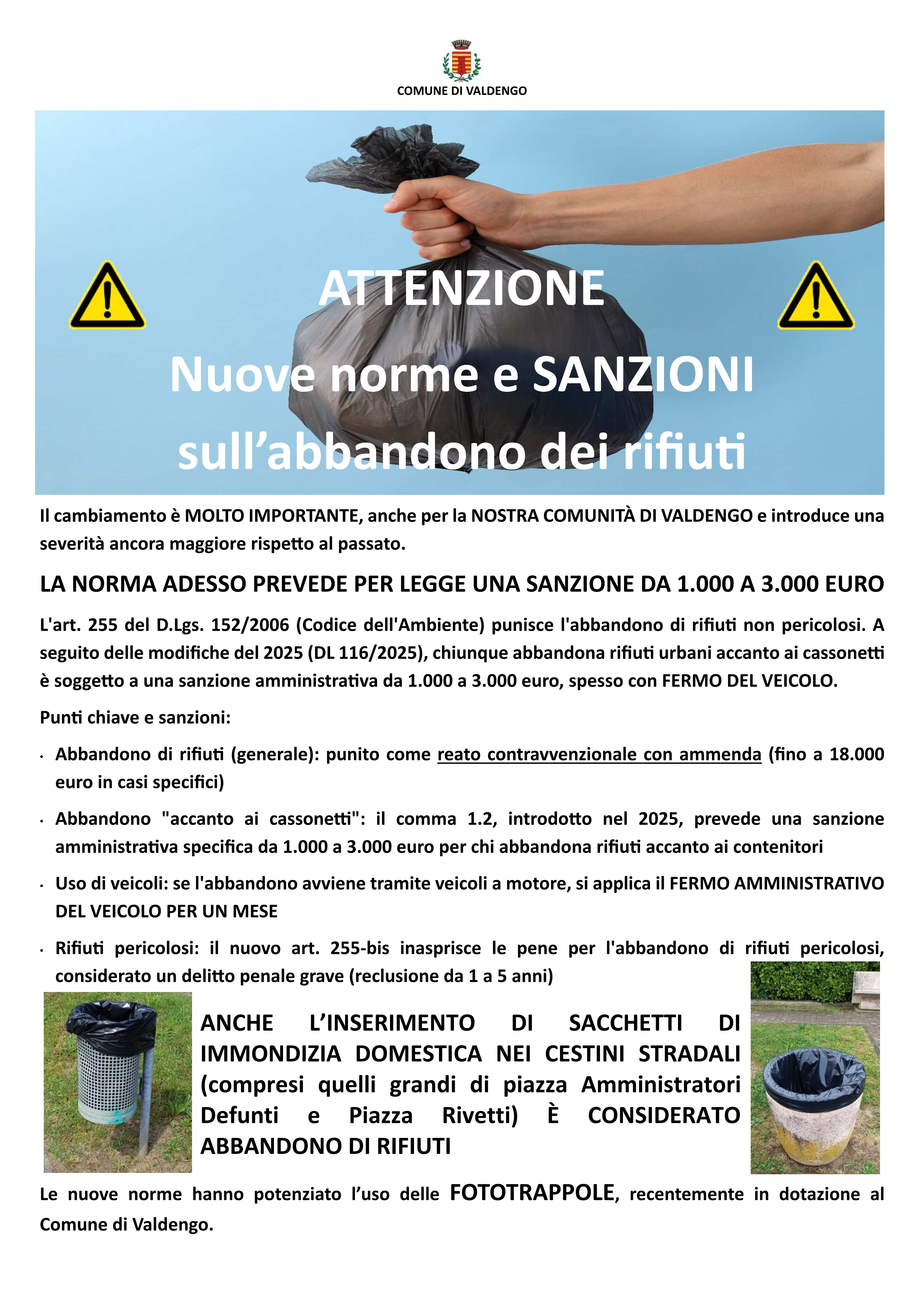 Nuove norme e sanzioni sull'abbandono dei rifiuti